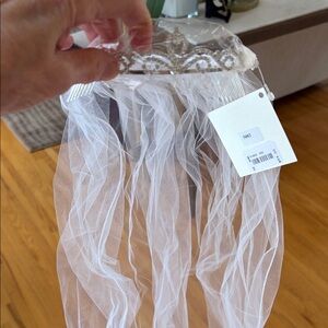 Elegant White Tiara with Veil for Kids